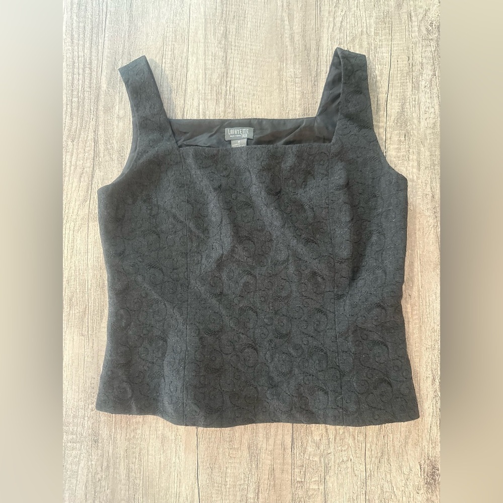 Lafayette 148 New York Charcoal Gray Sleeveless Top Size 8